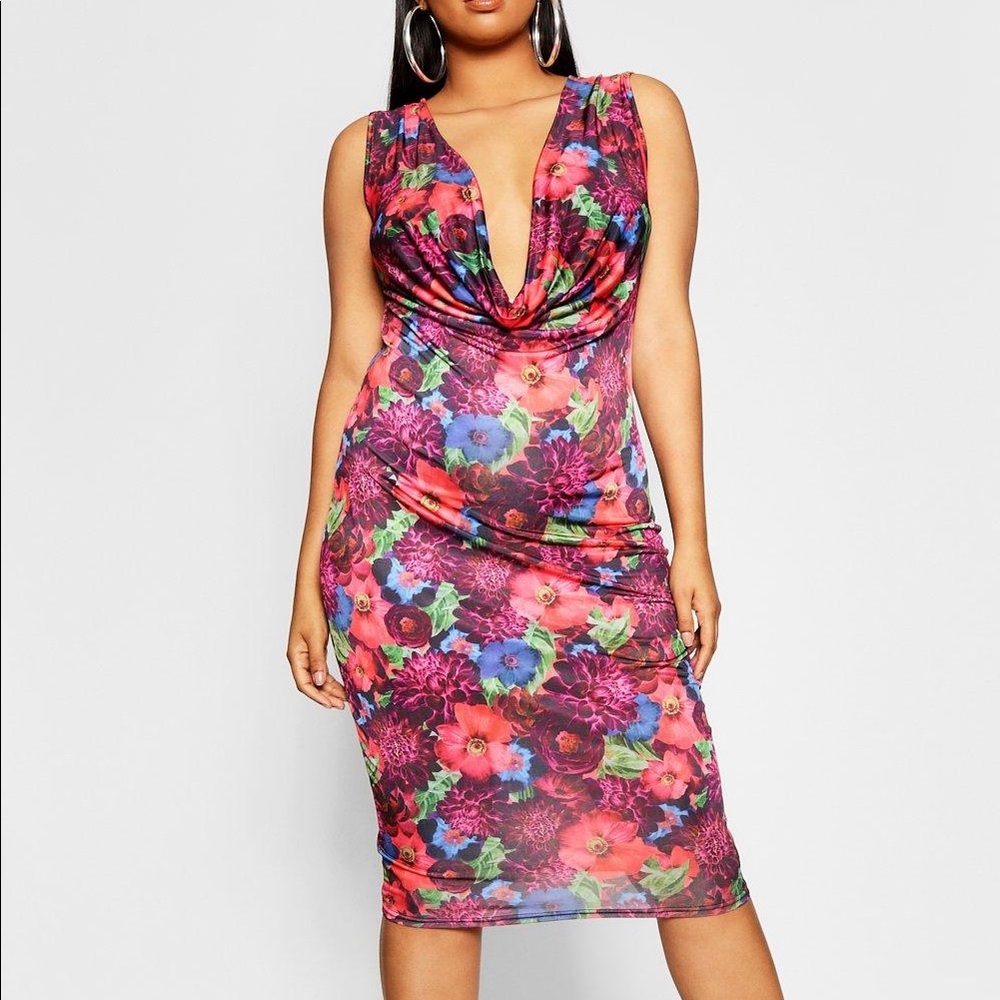 NWT Jewel Floral Dress (Cowl neck) Size 16